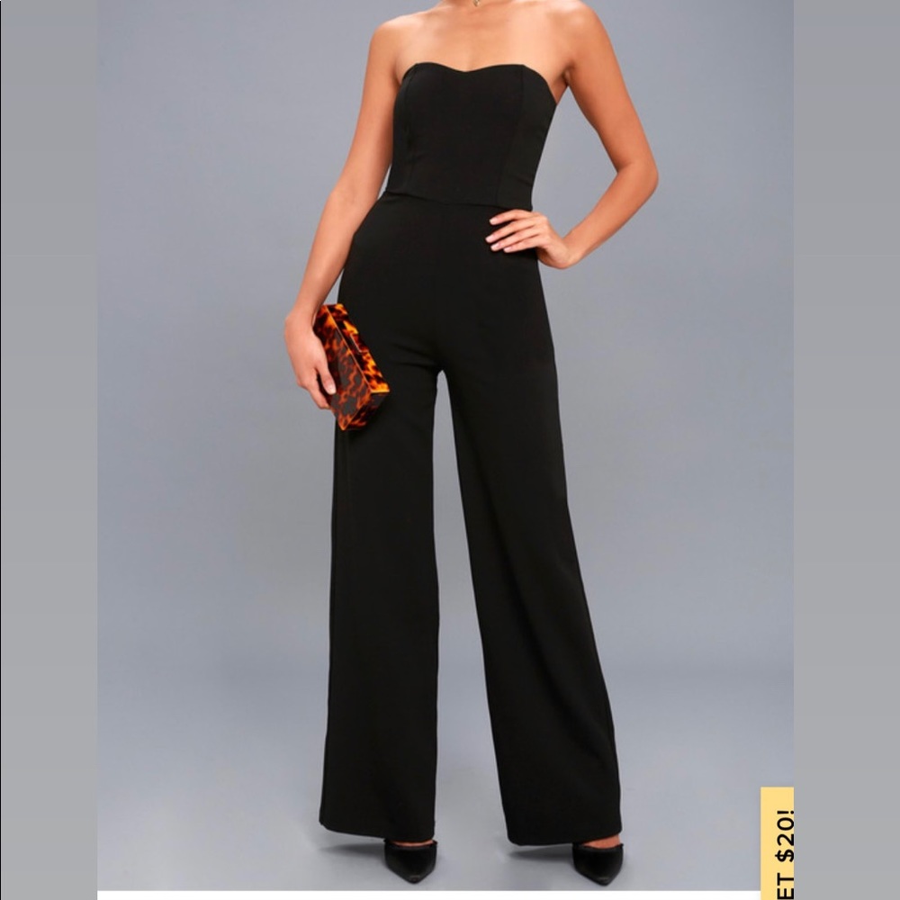 Lulus Edith Black Strapless Jumpsuit with tags!